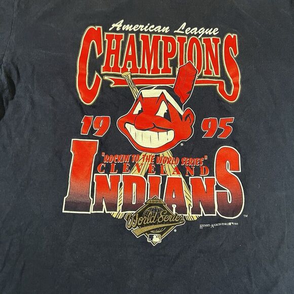 Vintage 1995 Cleveland Indians American League Champions Shirt Size XL True Fan - Picture 2 of 5